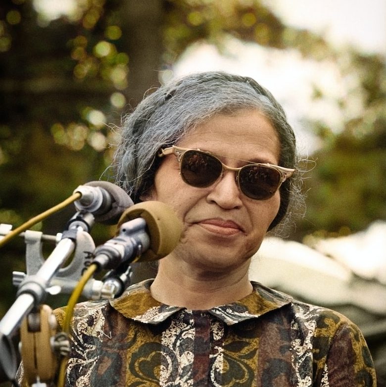 Rosa Parks gives a speech at the Poor Peoples March in 1968